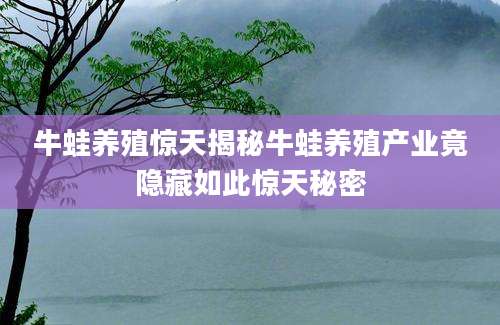 牛蛙养殖惊天揭秘牛蛙养殖产业竟隐藏如此惊天秘密
