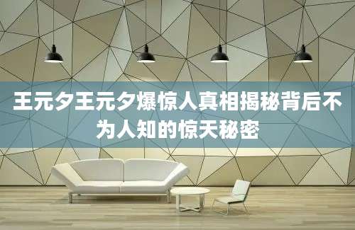 王元夕王元夕爆惊人真相揭秘背后不为人知的惊天秘密