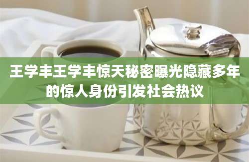 王学丰王学丰惊天秘密曝光隐藏多年的惊人身份引发社会热议