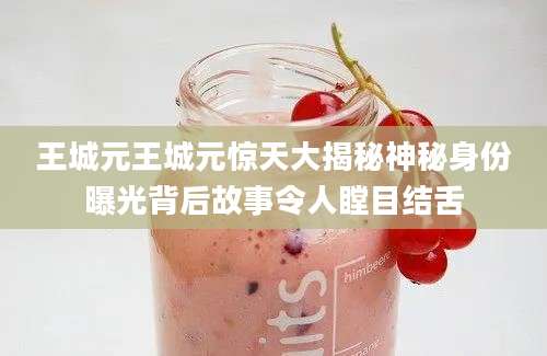 王城元王城元惊天大揭秘神秘身份曝光背后故事令人瞠目结舌