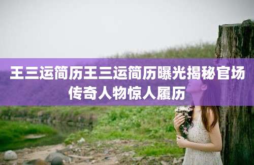 王三运简历王三运简历曝光揭秘官场传奇人物惊人履历