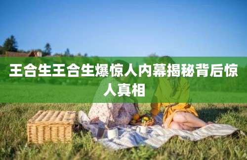 王合生王合生爆惊人内幕揭秘背后惊人真相