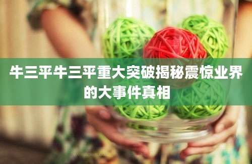 牛三平牛三平重大突破揭秘震惊业界的大事件真相