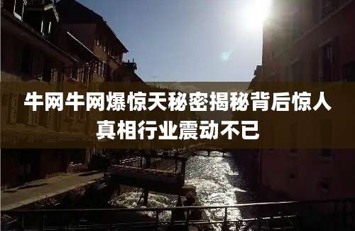 牛网牛网爆惊天秘密揭秘背后惊人真相行业震动不已